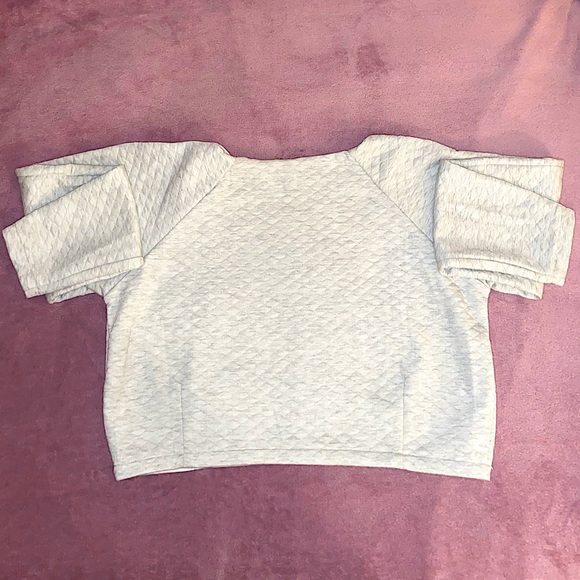 Nasty Gal Quilted Gray Gold Letter Sweater Medium - Picture 2 of 7